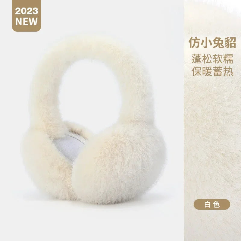 Soft Plush Ear Warmer Winter Earmuffs for Women Men Fashion Solid Color Warm Ear Cover Fashion Outdoor Cold Protection Earmuffs Peaceful Pleasures Health and Wellness WHITE