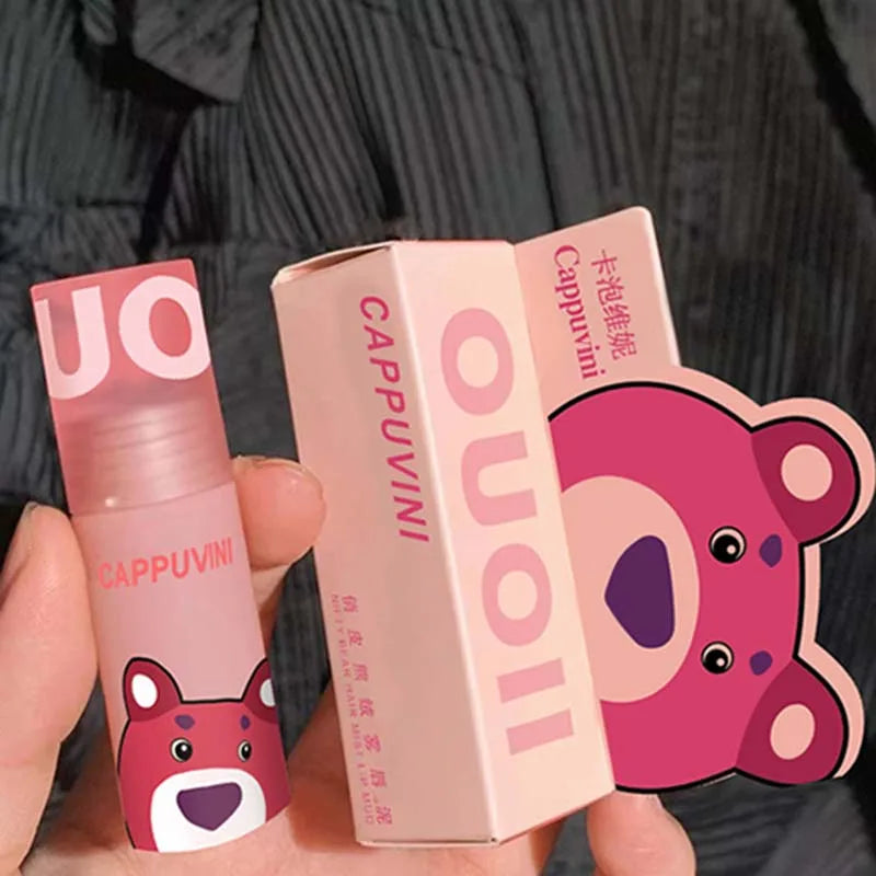 Cappuvini Bear Matte Liquid Lipstick – Strawberry Red & Nude Pink