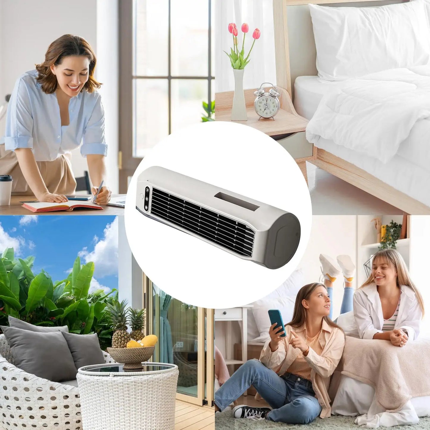 Desk Tower Fan Cordless 3 Speed Adjustment Household Desktop Fan for Women Men Students Travelers Home Apartment Study Bedroom Peaceful Pleasures Health and Wellness