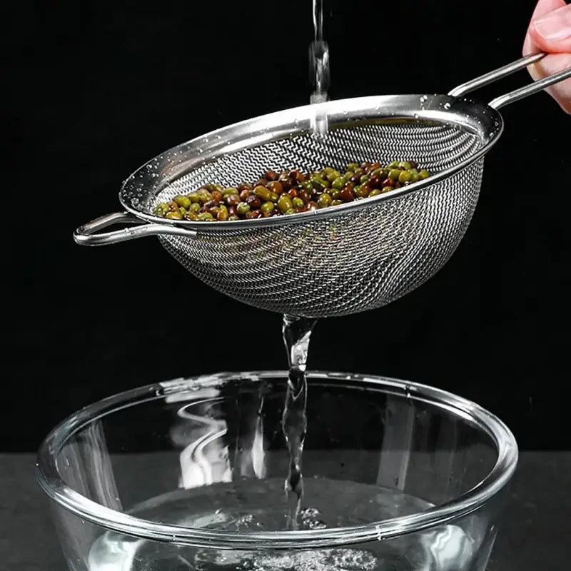 Set of 3 Fine Mesh Strainer Stainless Steel Fine Skimmer Food Strainer with Long Handle Kitchen Tool Peaceful Pleasures Health and Wellness