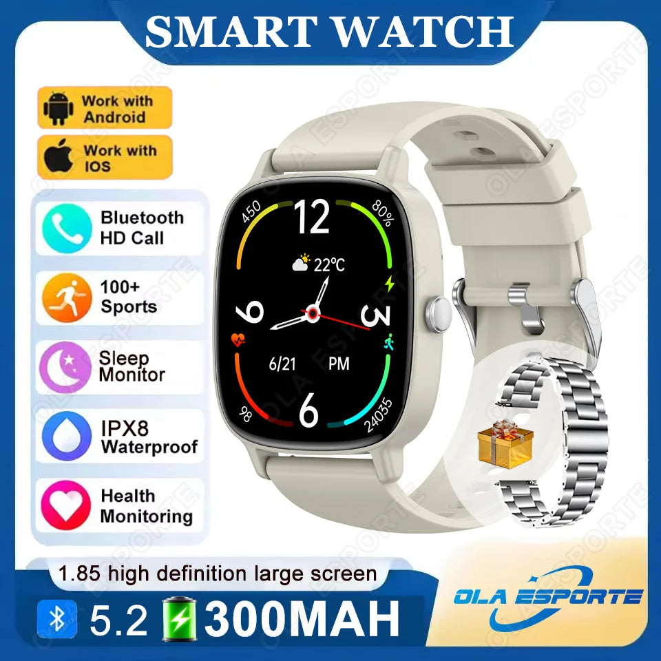2026 New Men's Smart Watch Women's Gift 1.85inch HD Full Touch Screen Sports Fitness Watch Electronics BT Call Smartwatch HW12 Peaceful Pleasures Health and Wellness Silver22Sztrap