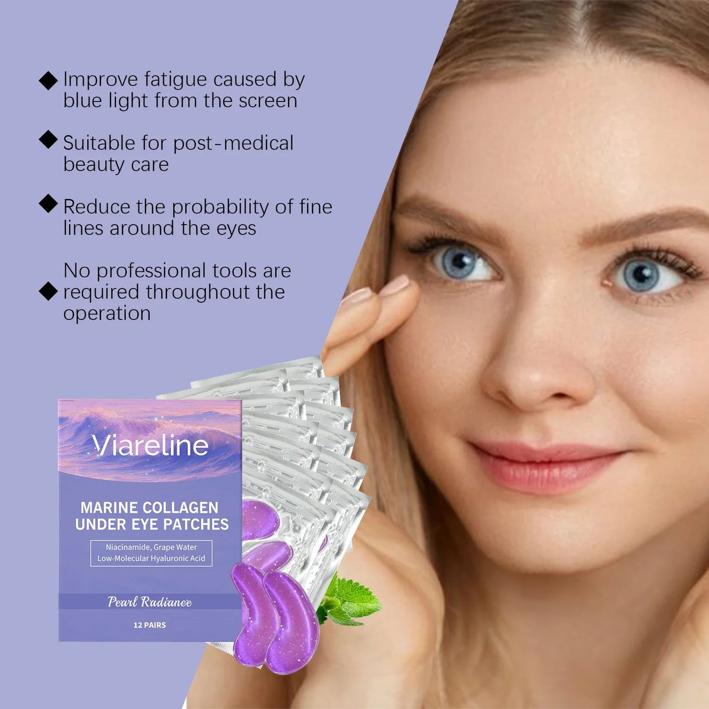 Viareline Collagen Eye Mask Patches 12 Pairs – Brightening