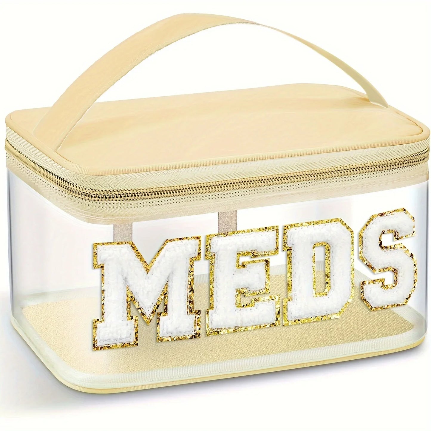 Fashion Letter Patch Clear Nylon Zipper Cosmetic Travel Bag