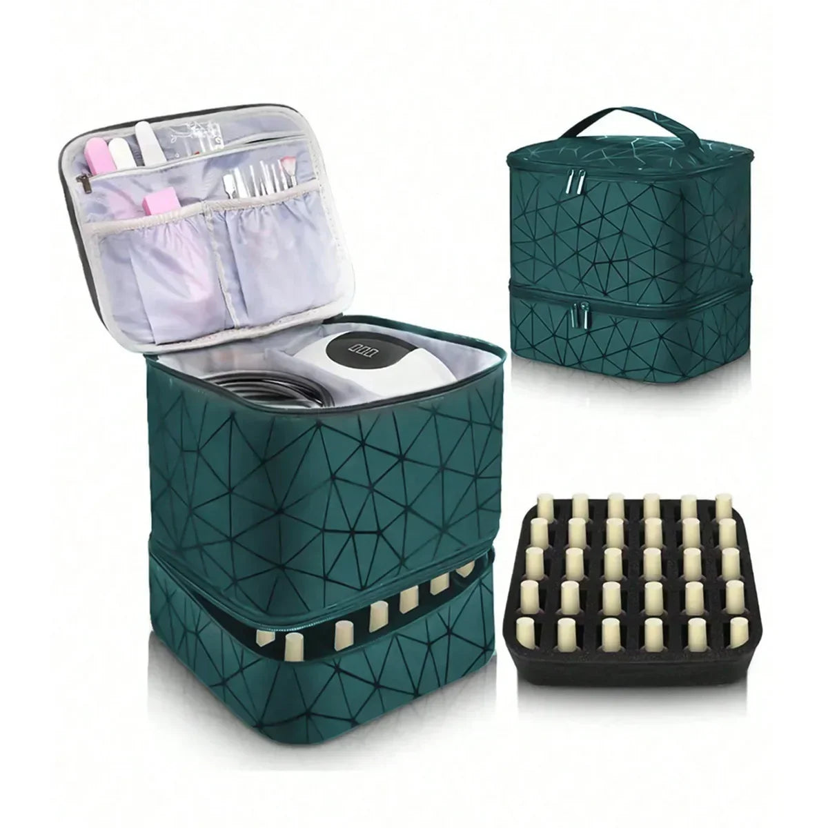 Double-Layer Nail Polish & Essential Oil Travel Organizer Bag
