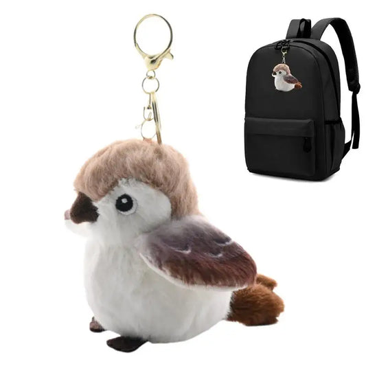 Bird Plush Keychain Decorative Realistic Sparrow Pendant Cute Bag Charm Portable Wallet Accessories for School Bag Tote Peaceful Pleasures Health and Wellness China Mainland