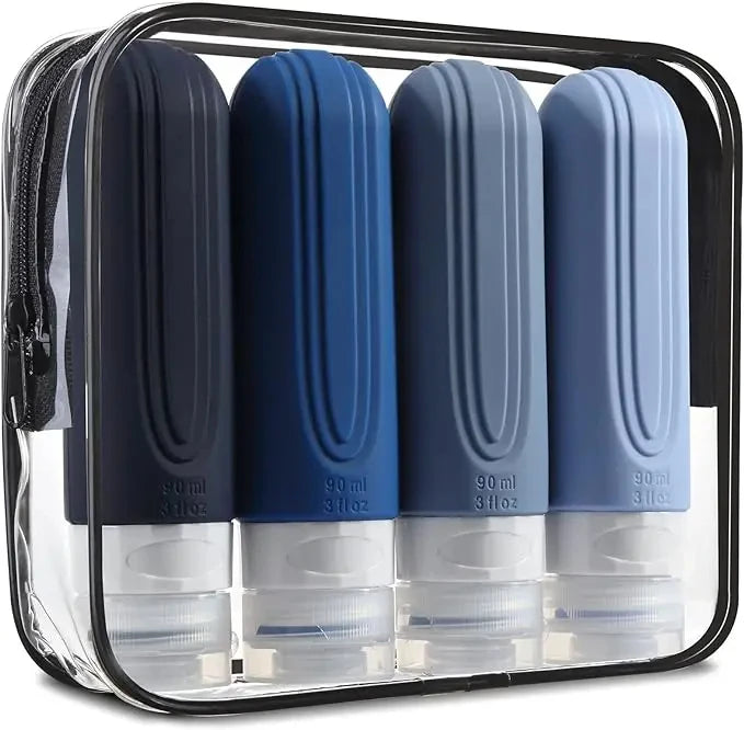 90ml Silicone Travel Bottles Set, Leakproof & Refillable Empty Containers for Shampoo Conditioner Lotion Peaceful Pleasures Health and Wellness dark blue Other Silicone