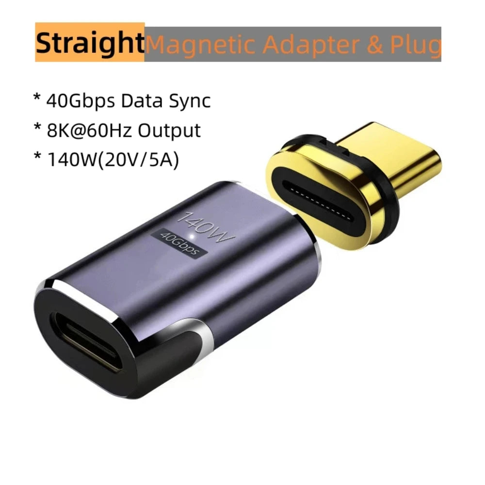 Magnetic USB-C Adapter USB4 Thunderbolt 3 140W 40Gbps 8K@60Hz Peaceful Pleasures Health and Wellness Straight Adapter