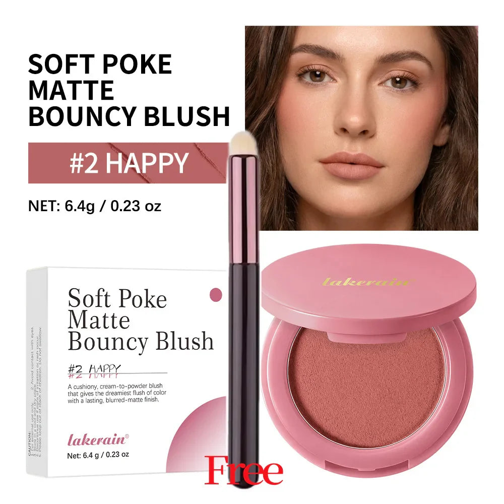 Lakerain Soft Poke Matte Blush Palette with Free Brush