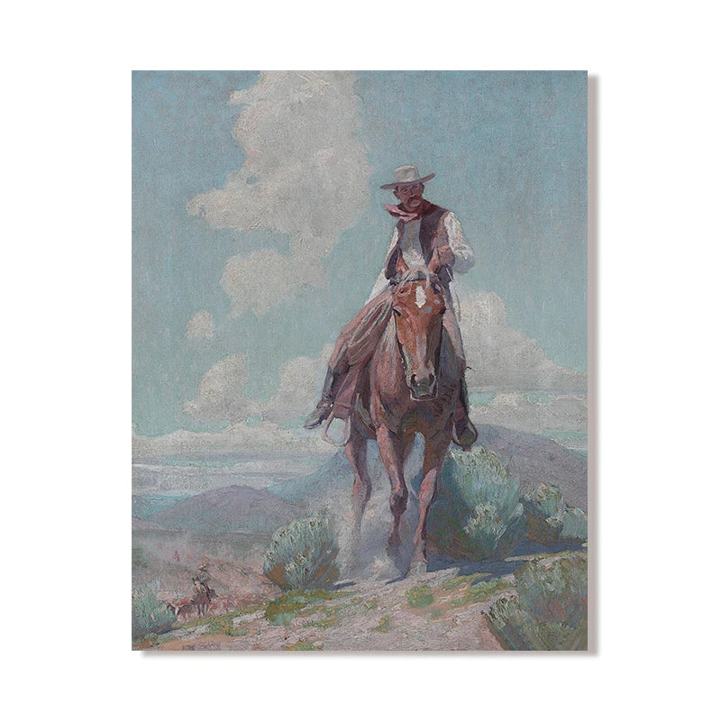 Vintage Cowboy Canvas Print | Rustic Western Wall Art Canvas Wall Art Peaceful Pleasures Health and Wellness 4 30x40cm Unframed