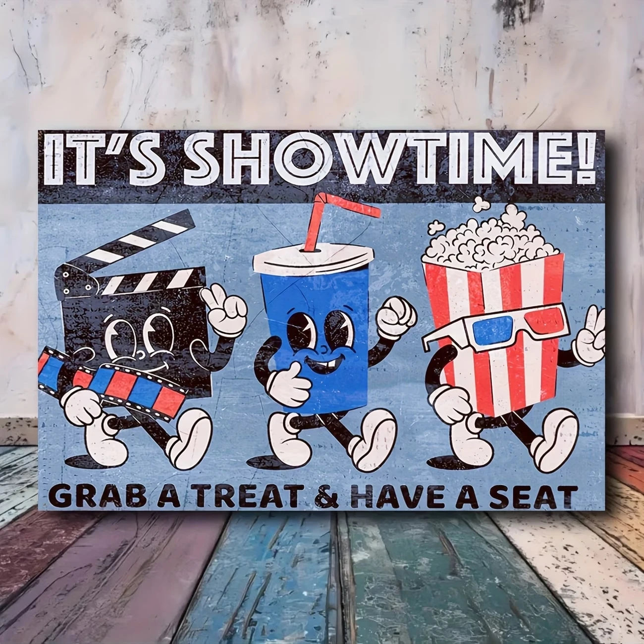 Retro Movie Night Soda & Snacks Canvas Wall Art Poster