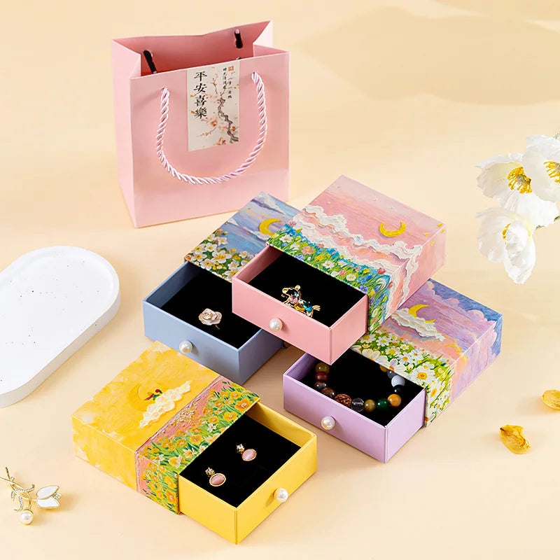 Velvet-Lined Heart Ring Box | Pearl Handle Jewelry Gift Box