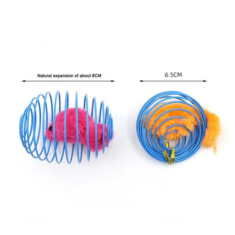 Interactive Cat Spring Cage Ball Toy – Caged Mouse Rolling Ball