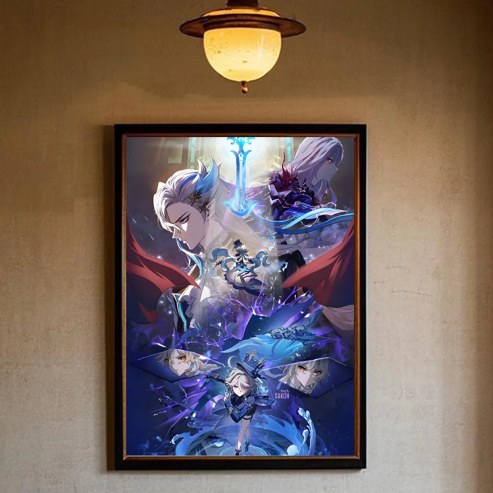 Genshin lmpact Furina Foutiane Poster HD art sticky wall waterproof home living room bedroom bar aesthetic decoration Peaceful Pleasures Health and Wellness