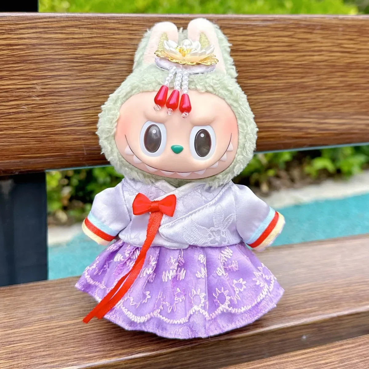 For Labubu I II III Dolls Clothes for Korean Traditional Dress Hanbok Outfit Doll Accessories National Costumes Suit Peaceful Pleasures Health and Wellness A No Doll