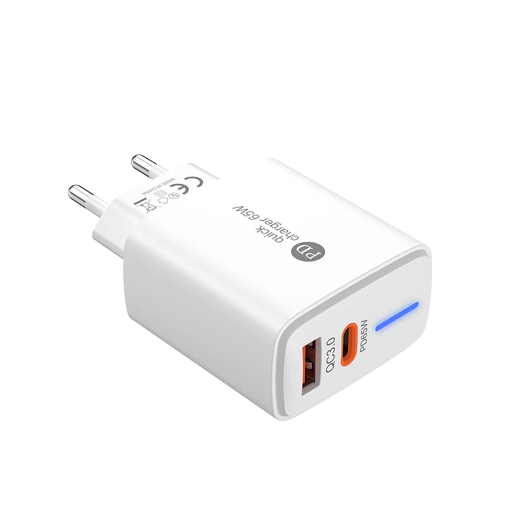 65W USB-C PD 3.0 Fast Charging Wall Adapter | Multi-Port
