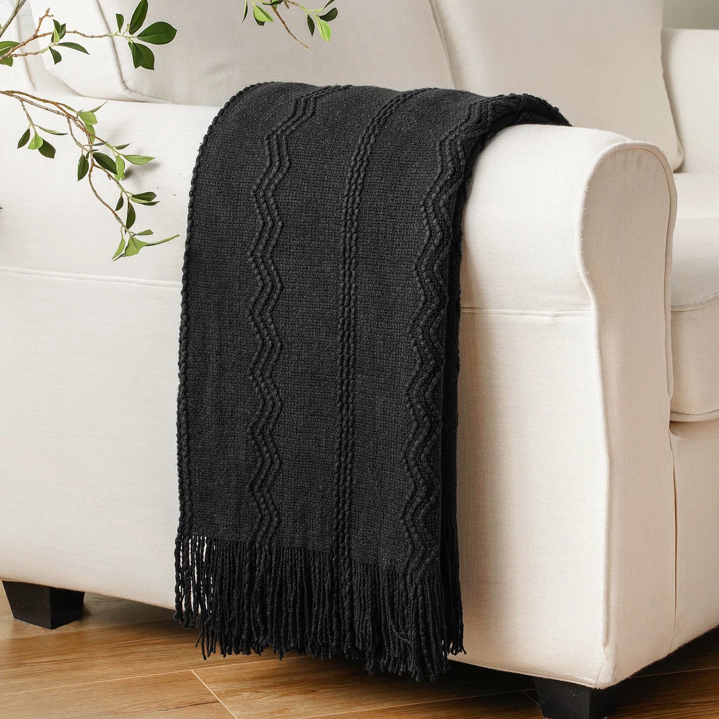 Battilo Olive Green Throw Blanket for Bed Couch Plaid Knitted Throws Cozy Lightweight Sofa Blanket for Spring Living Room Decor Peaceful Pleasures Health and Wellness Black 127x152cm