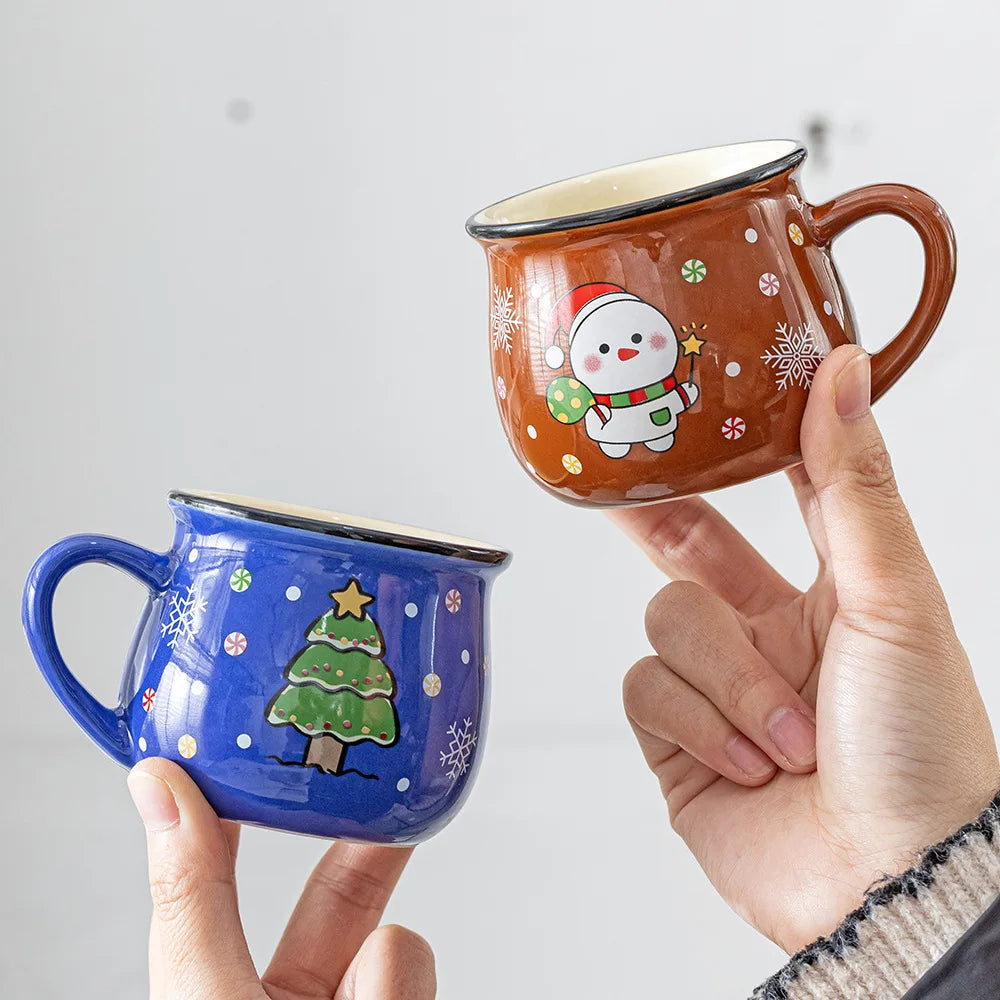 Christmas Ceramic Mug Cartoon Santa Mousse Cup Coffee Cup For Home Office Baking Dessert Breakfast Milk Mug For Kids Xmas Gift Peaceful Pleasures Health and Wellness