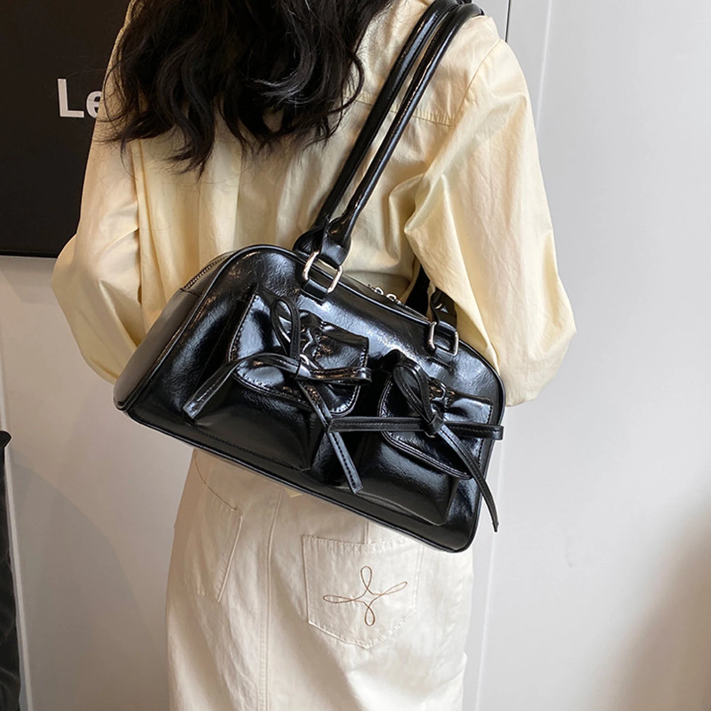 Ladies Elegant PU Shoulder Bag Fine Workmanship and Temperamental Handbag Exquisite Gift for Ladies Birthday Peaceful Pleasures Health and Wellness