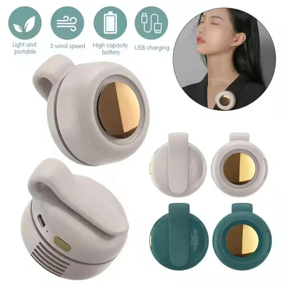 Portable Mini Small cyclone bladeless fan Large wind 360 degree wind control hanging waist bladeless fan Handheld Cooling Device Peaceful Pleasures Health and Wellness