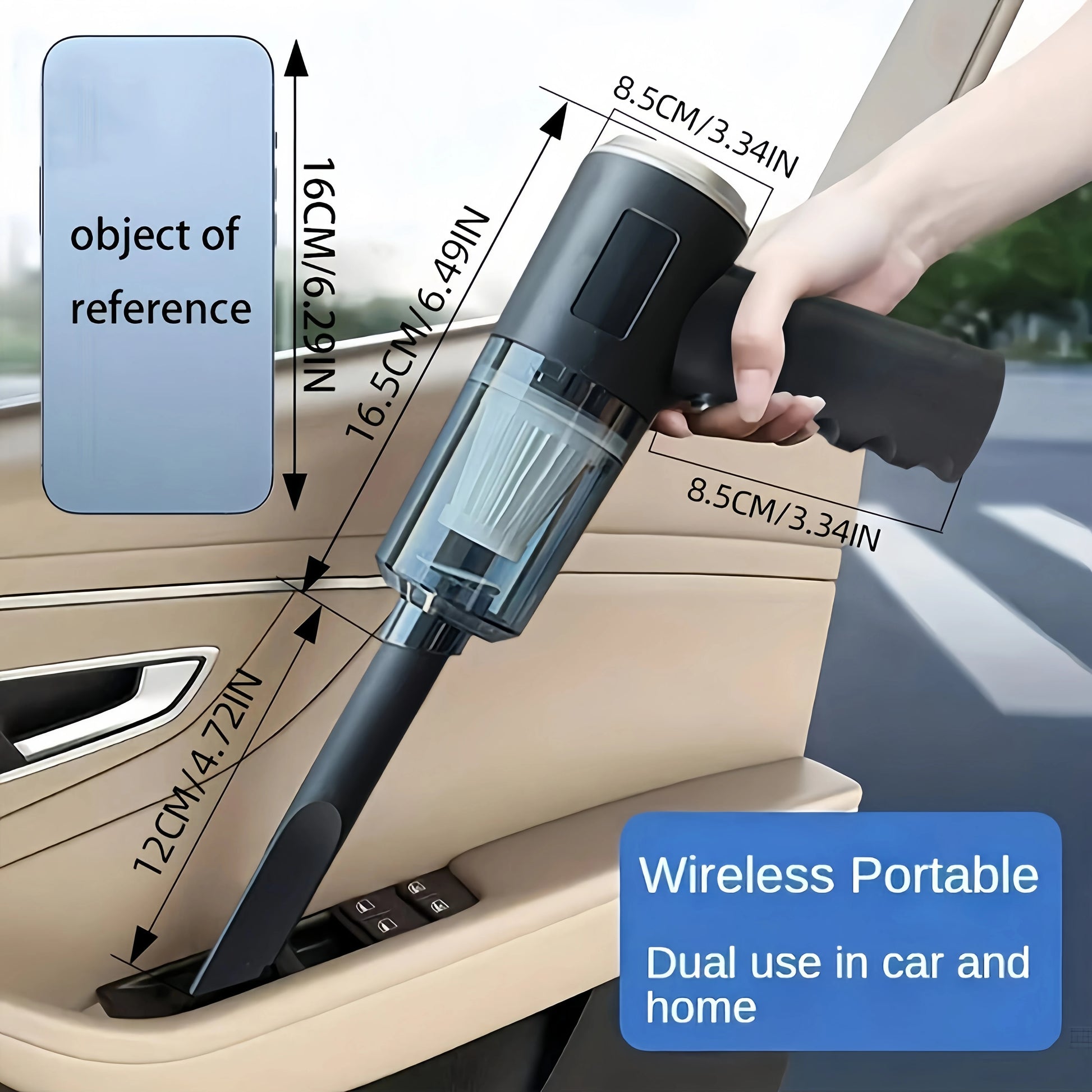 Mini Handheld Car Vacuum Cleaner, Wireless Charging, High Power, Dual Suction & Blower for Car Interior Cleaning Peaceful Pleasures Health and Wellness