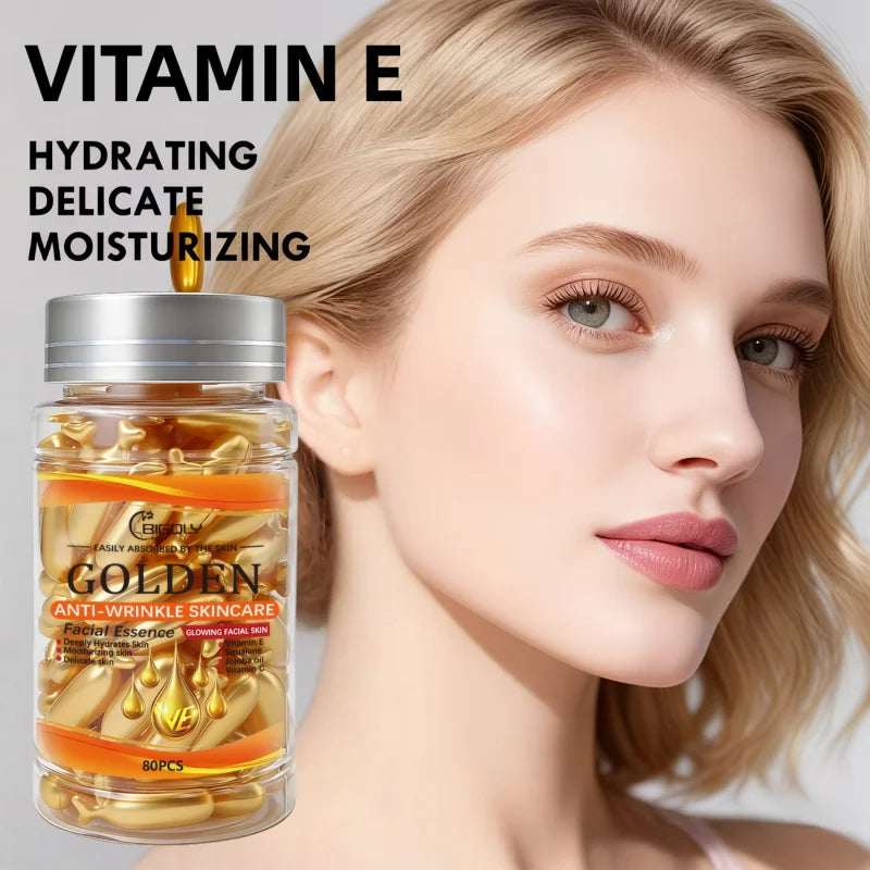 80 Facial Serum Capsules – Vitamin C, E & Squalane Anti-Wrinkle