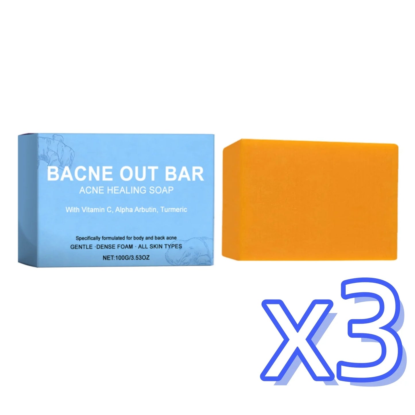 Turmeric Cleansing Soap Effectively Removes Body Acne Deep Cleansing Rich Foam Eliminates Body Odor Gently Exfoliates Body Soap Peaceful Pleasures Health and Wellness 100g Boxed x 3pcs