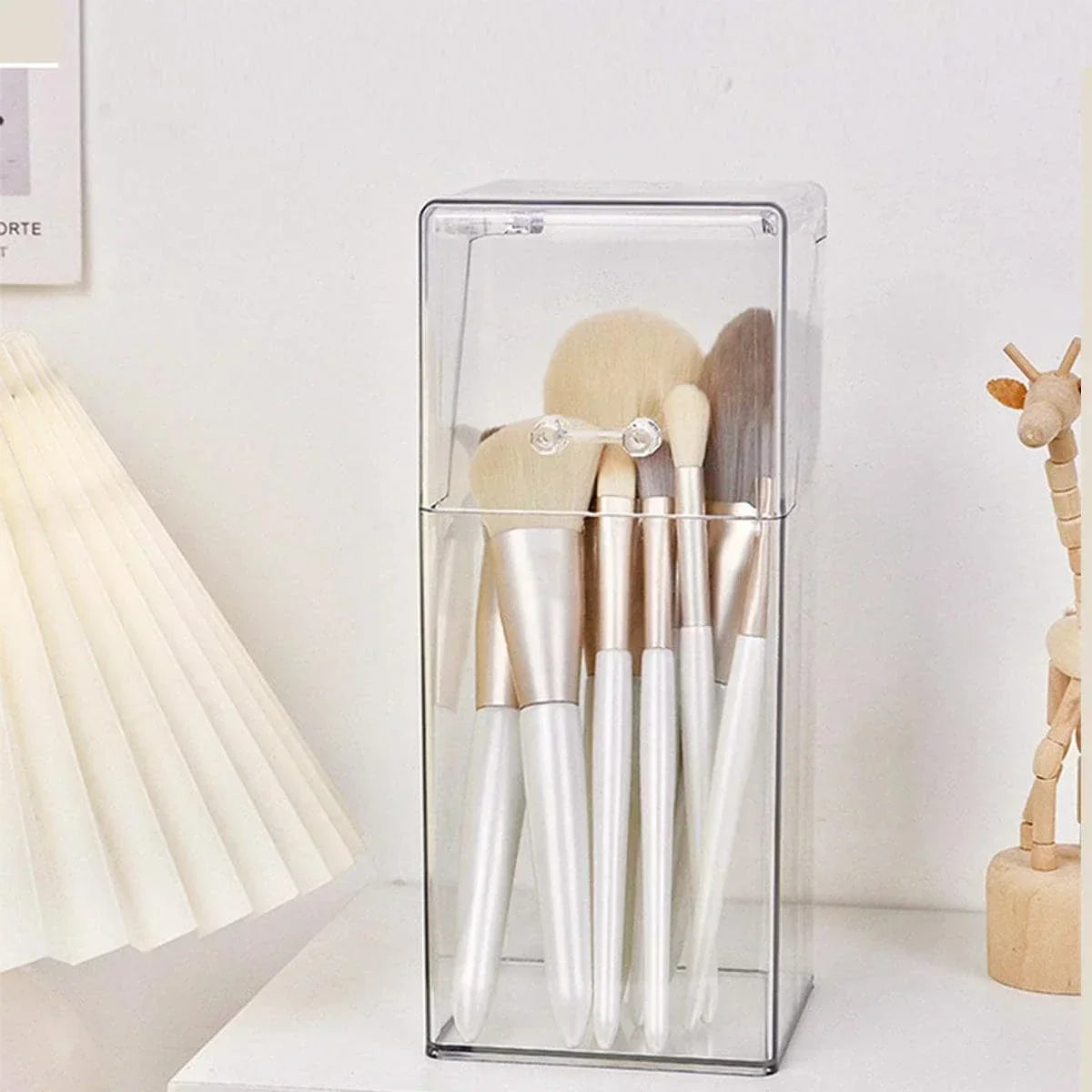 Transparent Acrylic Makeup Brush Organizer – Dustproof Lid