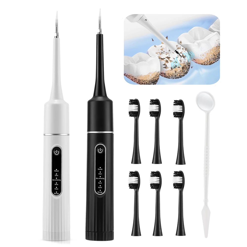Electric Teeth Cleaner Remove Tartar Plaque Calculus and Tooth Stains Dental Teeth Whitening Kits With 6 Toothbrush Heads Home Peaceful Pleasures Health and Wellness