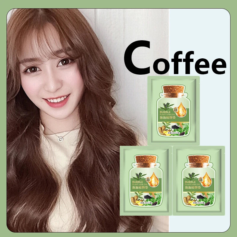 Pure Natural Herbal Hair Dye Shampoo 5 Minutes Change Hair Color Non-irritating Repair Gray White Fashion Hair Care Women Men Peaceful Pleasures Health and Wellness Coffee 3pcs