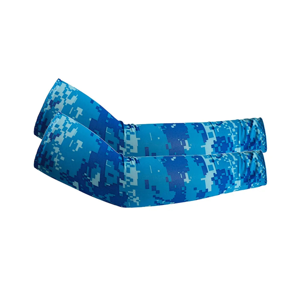 Cycling Sun Protection Ice Silk Sleeves Comfortable Breathable and UV-resistant Arm Protection Sleeves for Outdoor Cycling Peaceful Pleasures Health and Wellness Colorful blue-1 pair