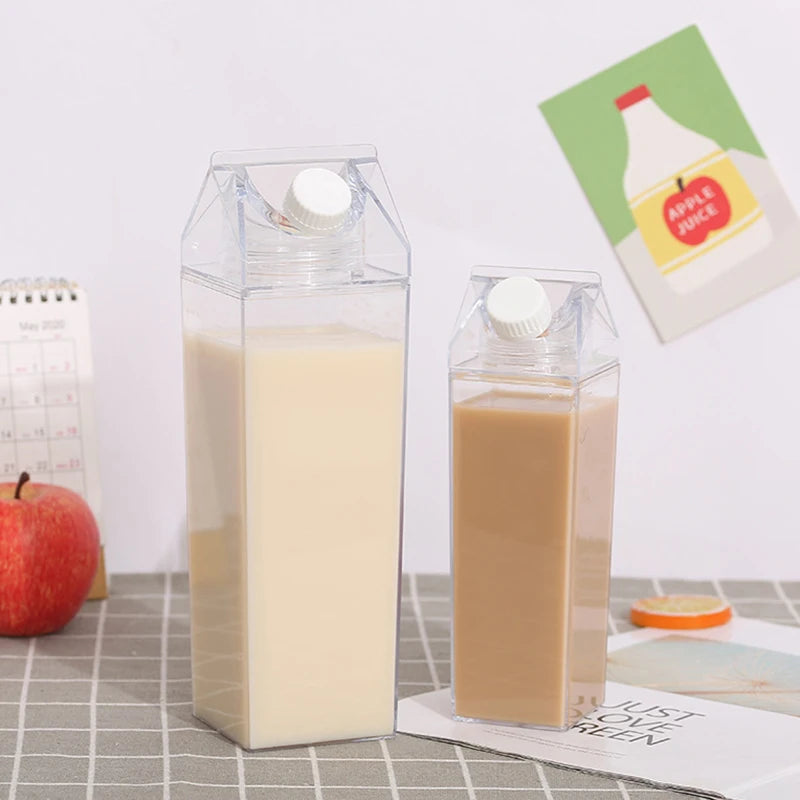 Milk Carton Water Bottle 500ml/1000ml | Leakproof & Reusable