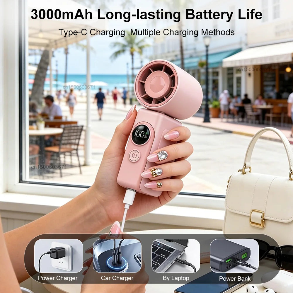 Mini Clip-on Fan Handheld Pocket Fan Rechargeable Digital Display Air Cooling Fan for Outdoor Travel Portable Umbrella Clip Fan Peaceful Pleasures Health and Wellness