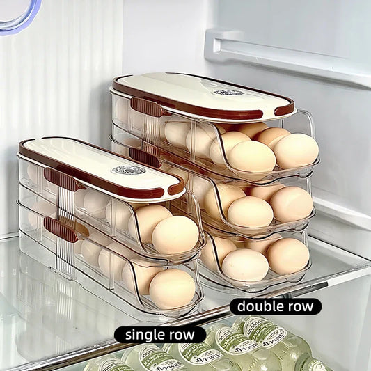 1 Pcs Egg Storage Box Automatic Rolling Refrigerator Egg Rack Storage Hand-held Egg Refrigerator Side Door Storage Rack Peaceful Pleasures Health and Wellness