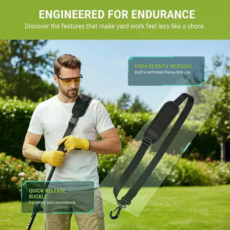 Adjustable Trimmer Shoulder Strap | Breathable Padded Mesh Lawn Care