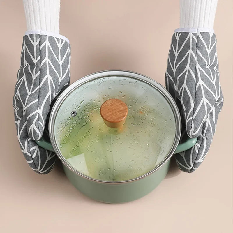 Heat-Resistant Insulated Oven Gloves | Thickened Grid 2-Pack