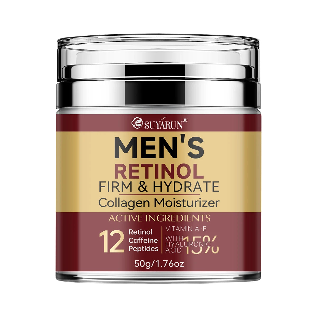 Collagen Retinol Men's Face Cream - Anti-Aging Wrinkle Reduction & Firming Moisturizer, Oil-Free Hydrating Skincare for Men. Peaceful Pleasures Health and Wellness 50g