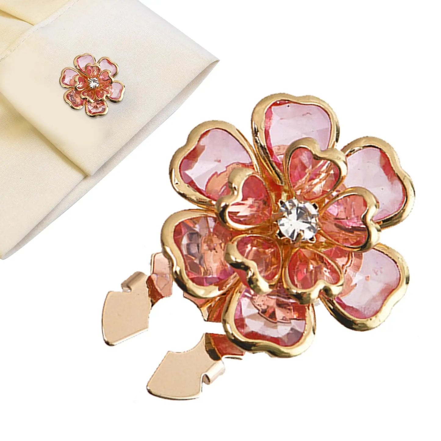 Flower Button Covers – Clip-On Rhinestone Decorative Shirt Buttons