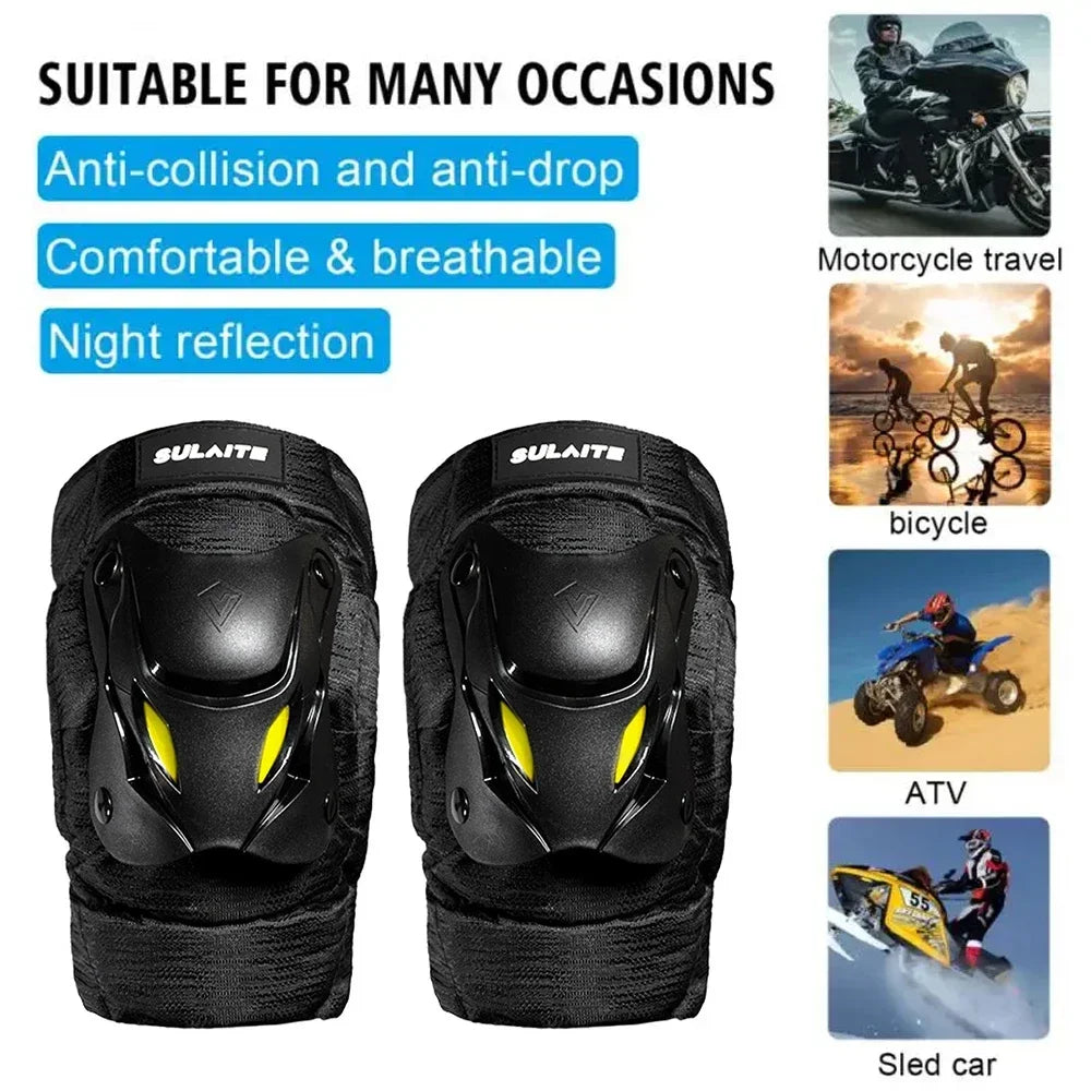 1Pair Electric Bike Motorcycle Motocross Racing Knee Elbow Guards Pads Braces Protective Gear Black Mountain Biking Racing Peaceful Pleasures Health and Wellness