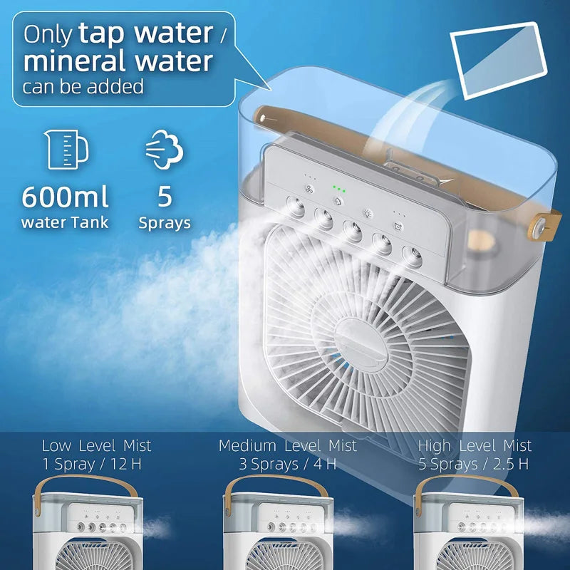 High quality Household Cooling Fan USB Rechargeable Head Adjustable Air Cooling Fan Water Cooled Air Conditioning Peaceful Pleasures Health and Wellness