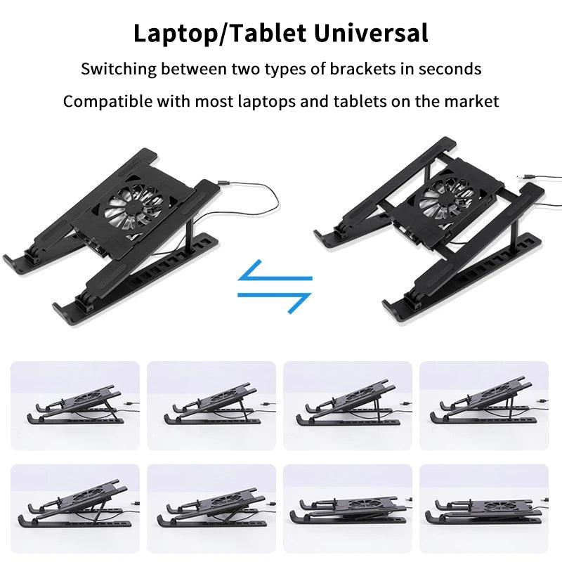 Foldable Laptop Cooling Stand with Built-In Fan | Height Adjustable