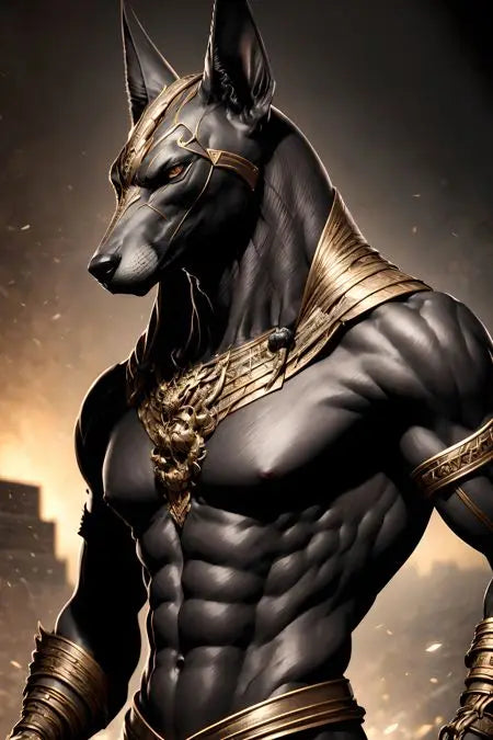 Ancient Egyptian Fantasy Mythology The God Anubis Golden Portrait Posters Print Canvas Painting Wall Art Picture Room Home Decor Peaceful Pleasures Health and Wellness 1 20x30cm Unframed