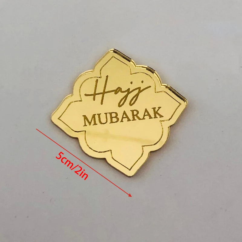 10pcs Hajj Mubarak Acrylic Cupcake Toppers | Eid Ramadan Decor