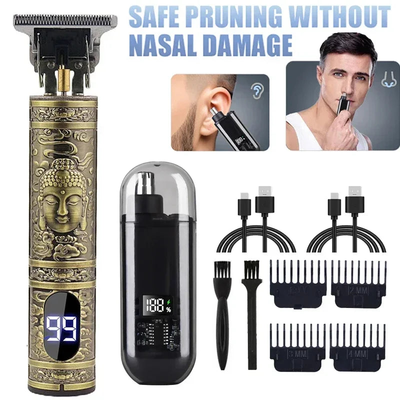 XMSJ T9 Electric Hair & Nose Trimmer for Men – USB Rechargeable