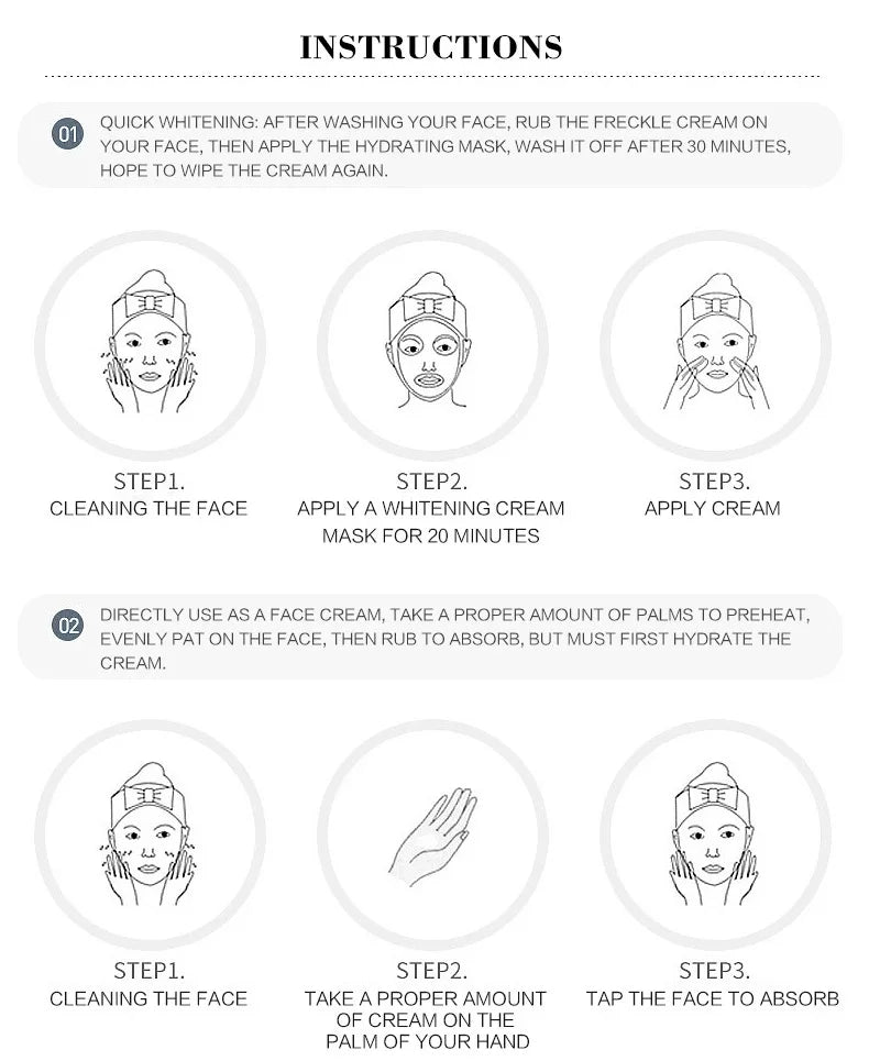 Effective Whitening Freckles Cream Remove Melasma Dark Spots Fade Melanin Pigmentation Moisturizing Brighten Skin Care Products Peaceful Pleasures Health and Wellness
