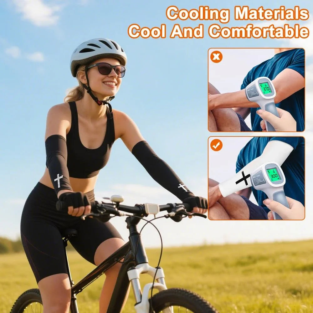 1 Pair Cooling Arm Sleeves - UV Protection & Compression for Sports (Football/Baseball/Cycling) - Christian Youth & Adult Sizes Peaceful Pleasures Health and Wellness