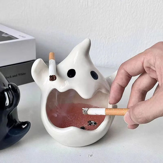 Ceramic Ghost Candle Holder Ashtray Desktop Aromatherapy Candle Container Halloween Christmas Gift Practical Home Decoration New Peaceful Pleasures Health and Wellness