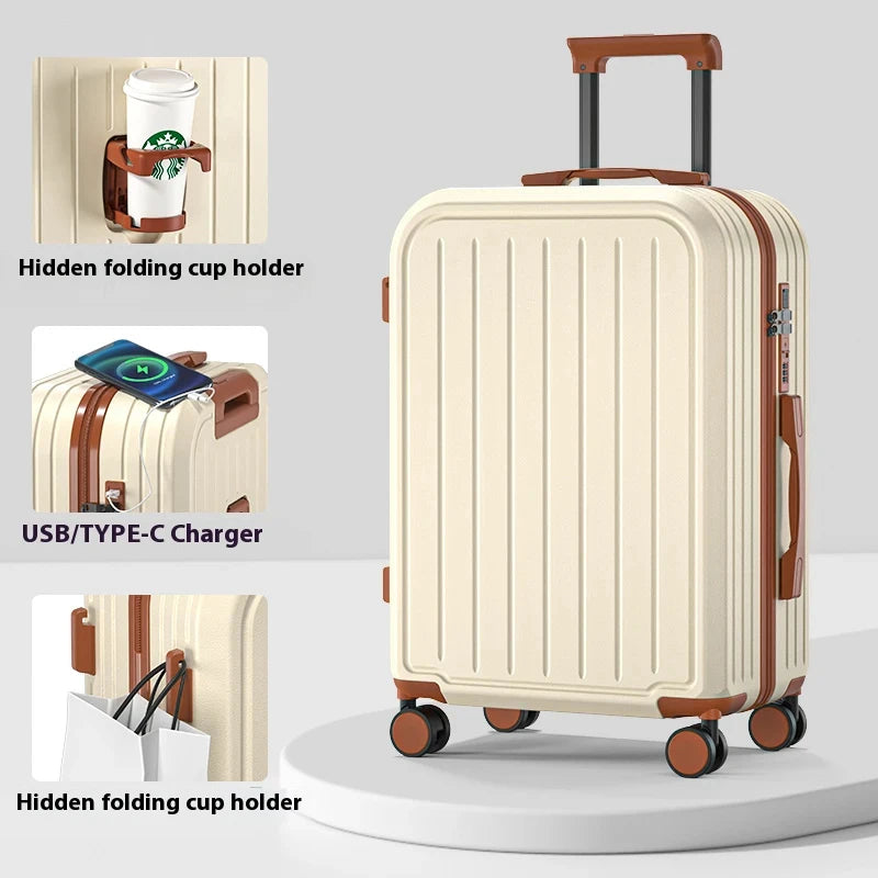 Pastel Color 20/22/24/26/28 Inch Carry On Luggage Set, 2-Piece Lightweight Spinner Suitcase, Girls' Matching Travel Bags Peaceful Pleasures Health and Wellness Beige 24 inch
