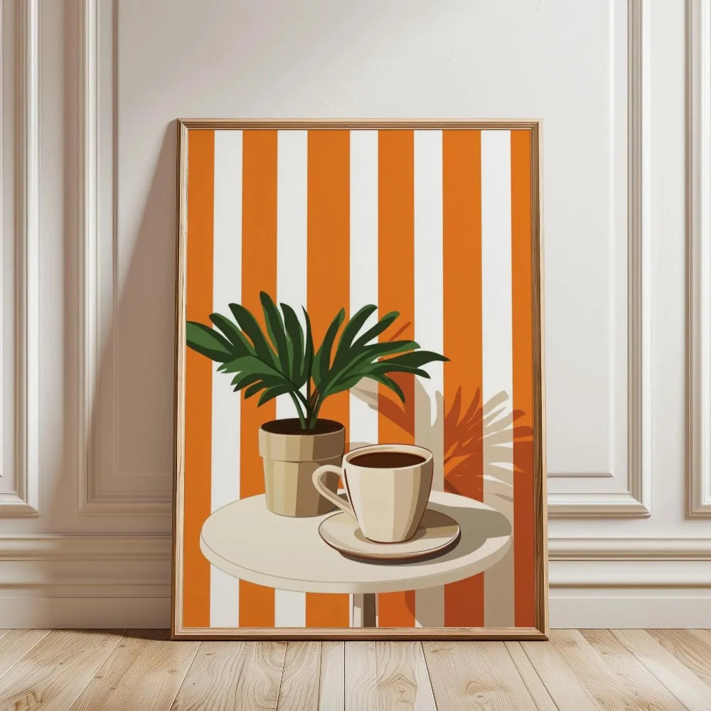 1pc Frameless Retro Coffee Printing,Warm Stripes,Food and Beverage Kitchen Poster,Restaurant Art,Coffee Lover Gift,Minimalist Peaceful Pleasures Health and Wellness