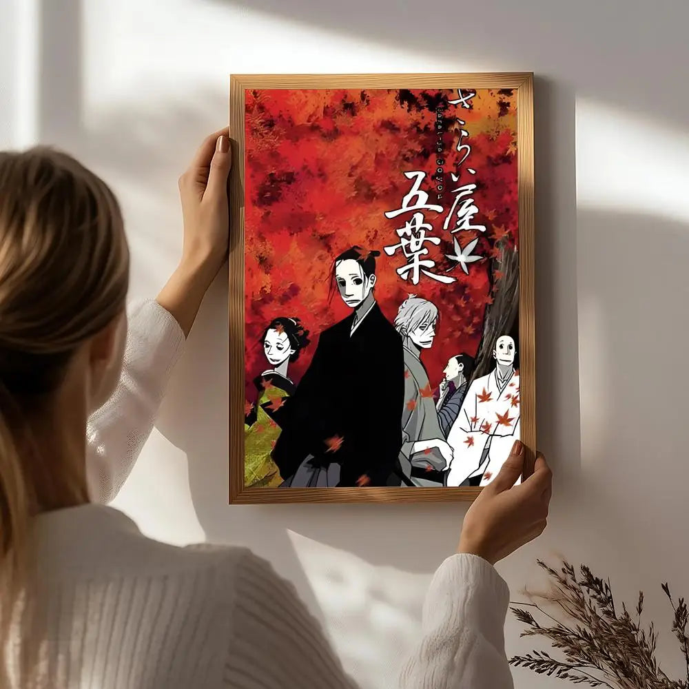 Anime H-House of Five Leaves Poster HD Self Adhesive Waterproof Wall Art Ideal for Home Office Dorm Bedroom Great Gift Peaceful Pleasures Health and Wellness White5 21X30cmNoframe