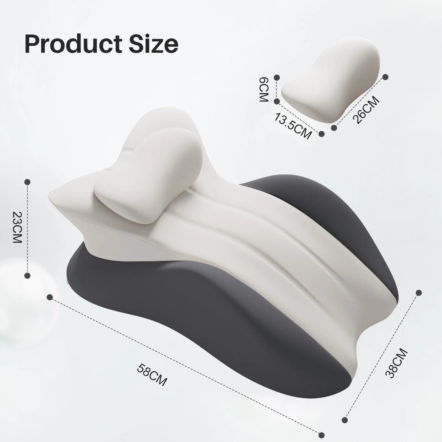 Wedge Pillow Memory Foam Ergonomic Prone Pillow with Removable Cover Couple Bed Pillow for Body Pain Relie Multi-Positional Peaceful Pleasures Health and Wellness Light Gray
